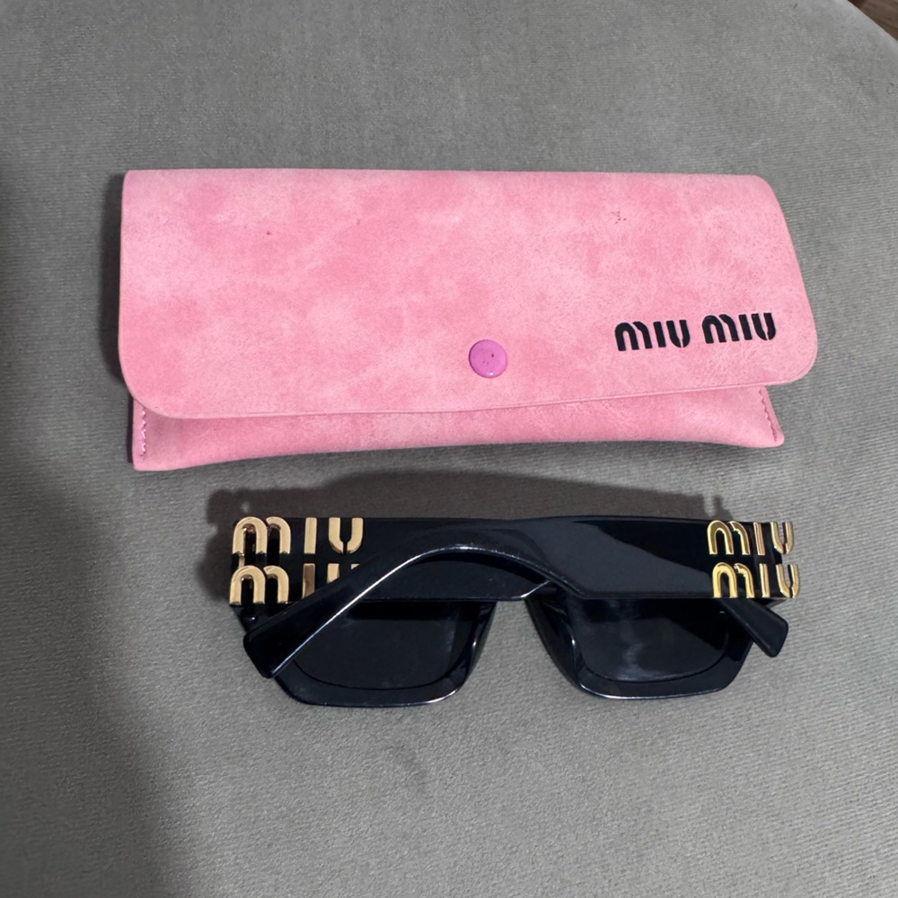 COPY Miu Miu Black Gold Sunglasses